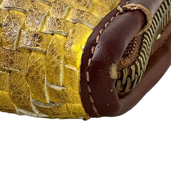 Mode Luxe Womens Woven Brown Tan Wristlet Zip Around Wallet Clutch Coin Purse - Picture 11 of 16